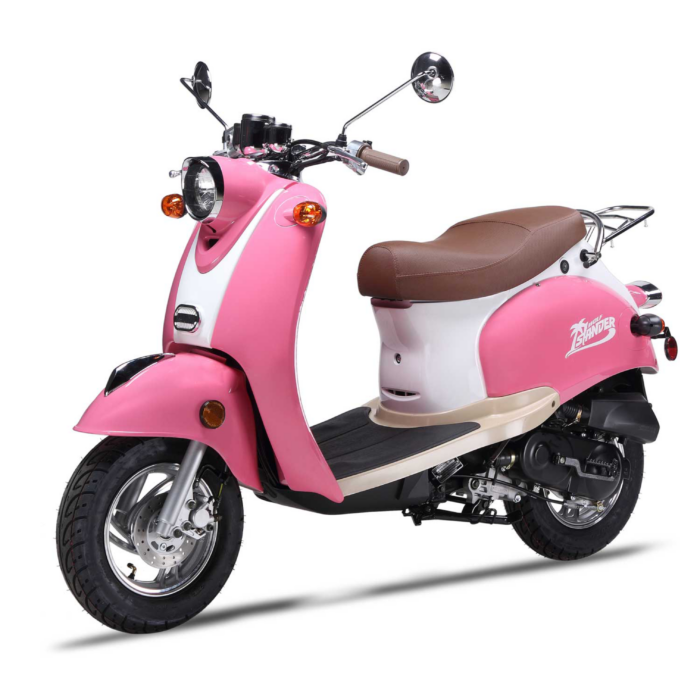 light pink moped