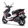 A scooter that is parked on the ground.