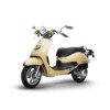 A scooter is parked on the ground.