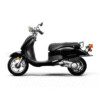 A black scooter is parked on the ground.