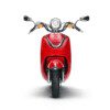 A red scooter is shown from the front.