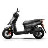 A black scooter is parked on the ground.
