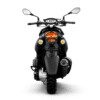A black motorcycle with orange lights and mirrors.