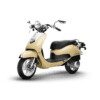 A scooter is parked on the ground.
