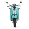 A close up of the front end of a scooter