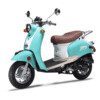 A scooter is shown with the seat up.