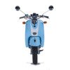 A blue scooter with two front wheels and a handlebar.