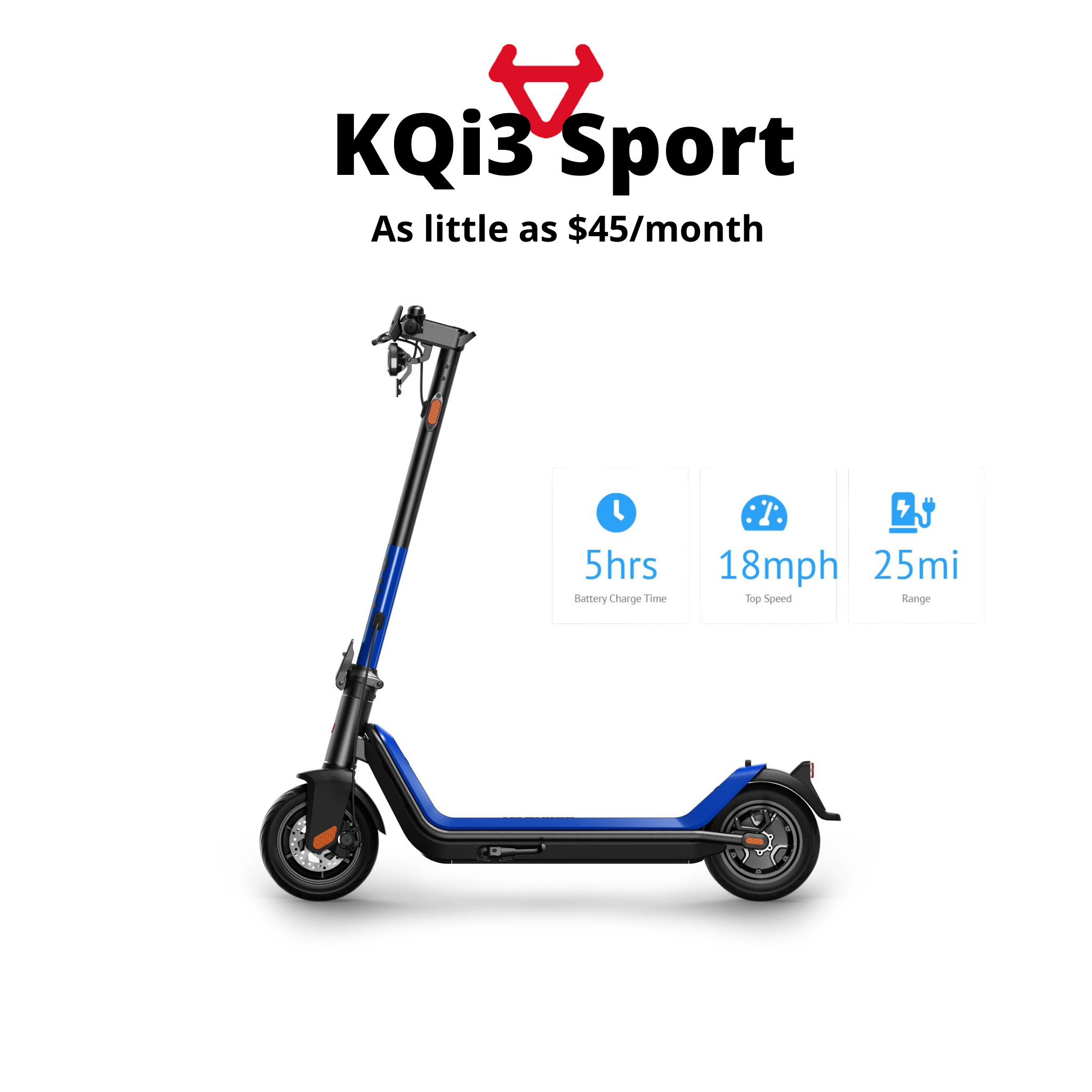 KQi3 Sport Electric stand up kick scooter blue