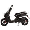 A black scooter is parked on the ground.