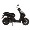A black scooter is parked on the ground.