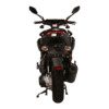A motorcycle with a red and black color scheme.
