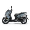 A blue and black scooter is parked on the ground